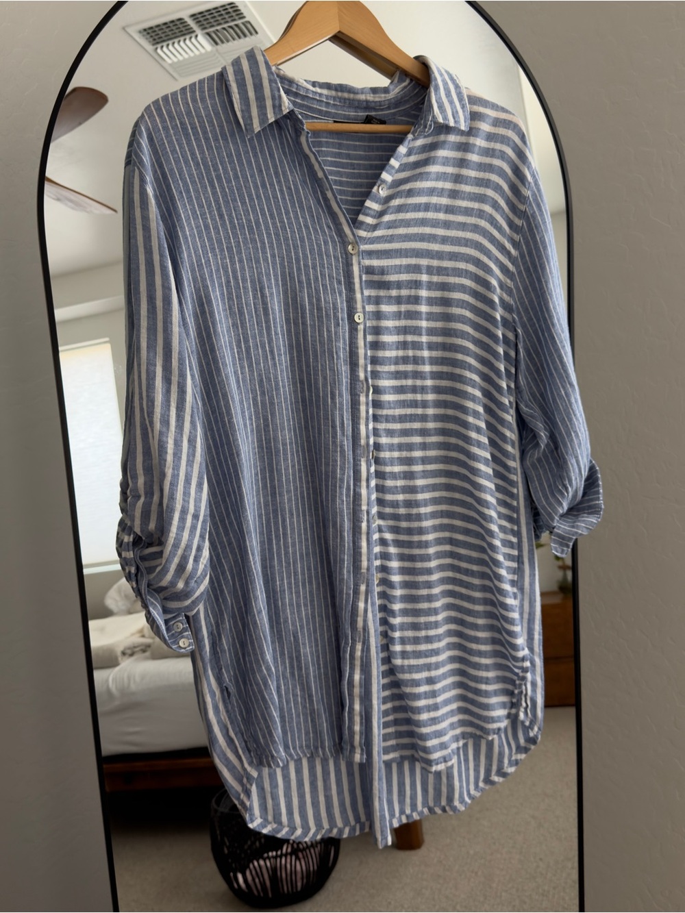 Linen-Blend Button down tunic